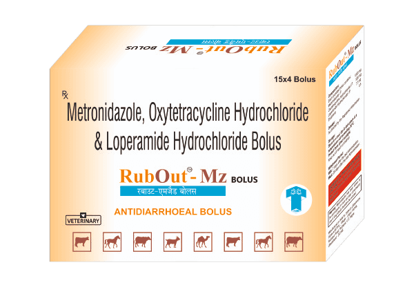RubOut-Mz (Antibiotic - diarrhoea and dysentery) for cows, buffaloes, and livestock - Titanic Pharmaceuticals Pvt. Ltd.