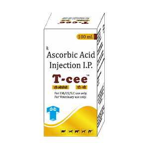 T-Cee INJ (Feed Supplement - helps in wound healing (mastitis and metritis)) for cows, buffaloes, and livestock - Titanic Pharmaceuticals Pvt. Ltd.