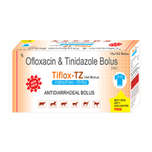 Tiflox-TZ (Antibiotic - diarrhoea and dysentary) for cows, buffaloes, and livestock - Titanic Pharmaceuticals Pvt. Ltd.