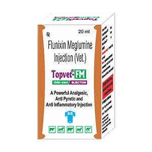 Topvet-FM INJ (Anti-Inflammatory & Analgesic - for all types of fever, pain, and swelling) for cows, buffaloes, and livestock - Titanic Pharmaceuticals Pvt. Ltd.