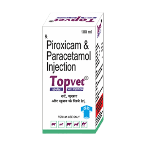 Topvet INJ (Anti-Inflammatory & Analgesic - mastitis & metritis) for cows, buffaloes, and livestock - Titanic Pharmaceuticals Pvt. Ltd.