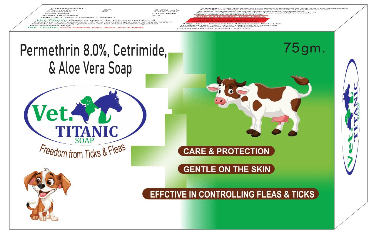 Vet. Titanic Soap (Skin Care & Hygiene veterinary medicine) for cows, buffaloes, and livestock - Titanic Pharmaceuticals Pvt. Ltd.
