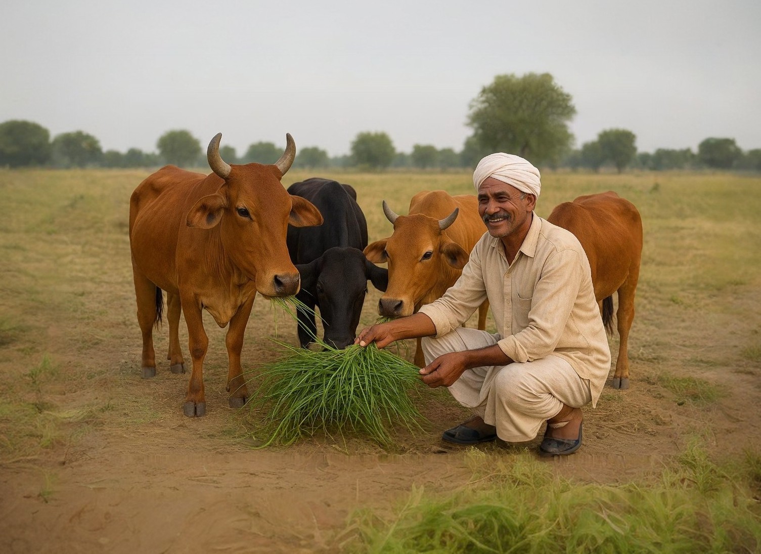 Farmer Feeding Animals